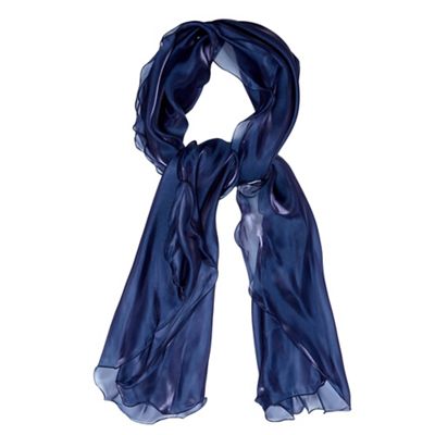 Navy organza ruffle scarf